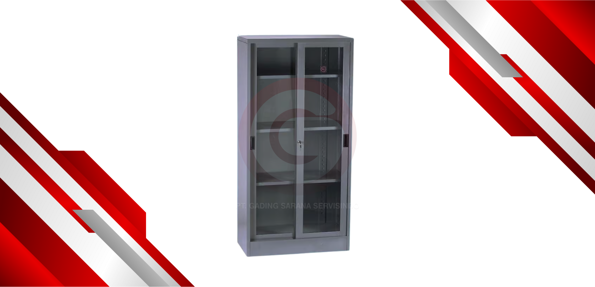 Lemari sliding kaca V-602 Ekstra Rak